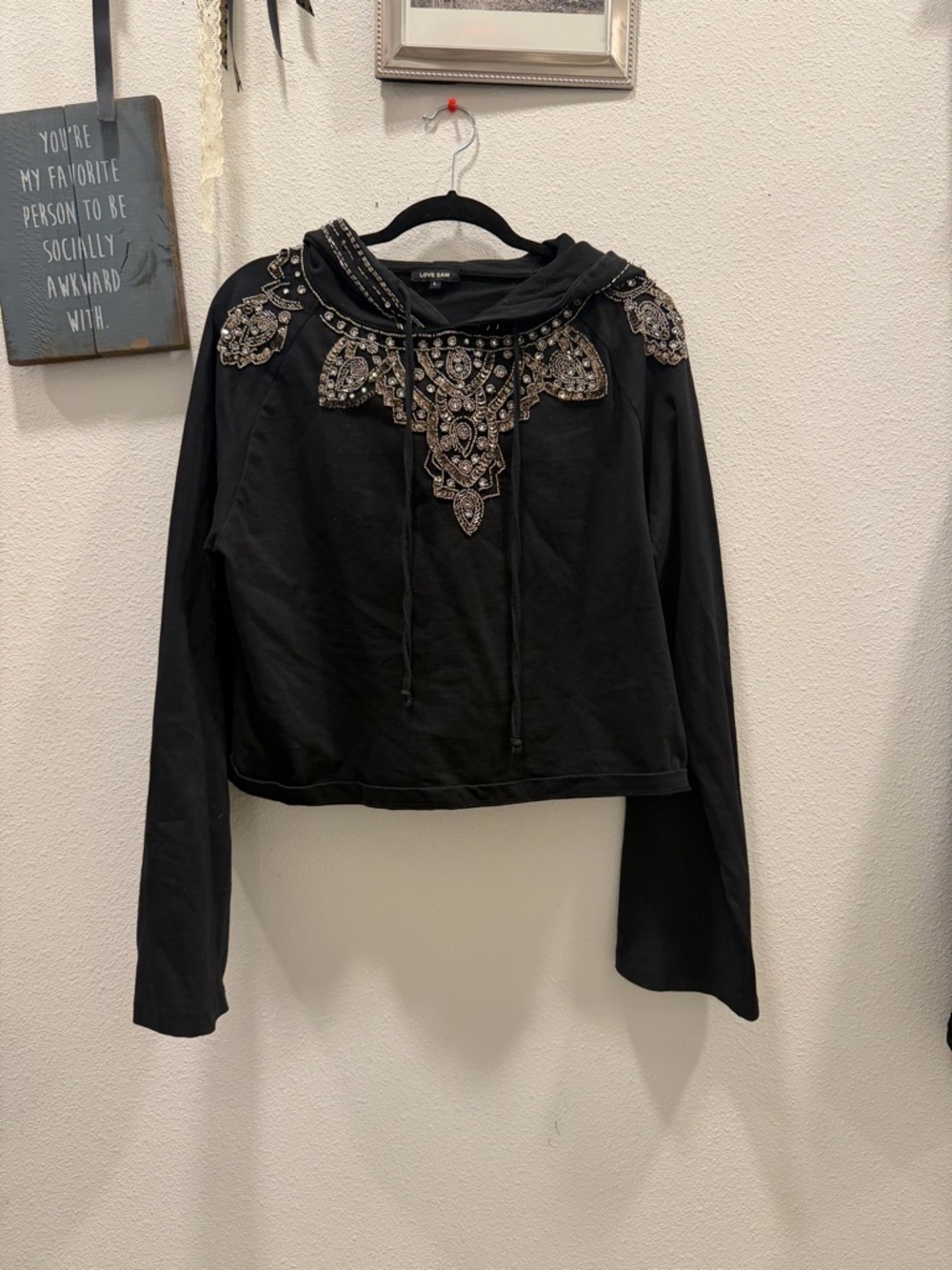 Love Sam Black Embellished Hooded Sweatshirt